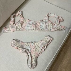 Frankie's Bikinis Floral Ruffle Set